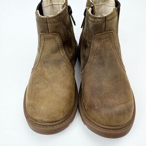 UGG Bolden Weather Toddler Brown Leather Zip Up Boots #1112455T - Size 10